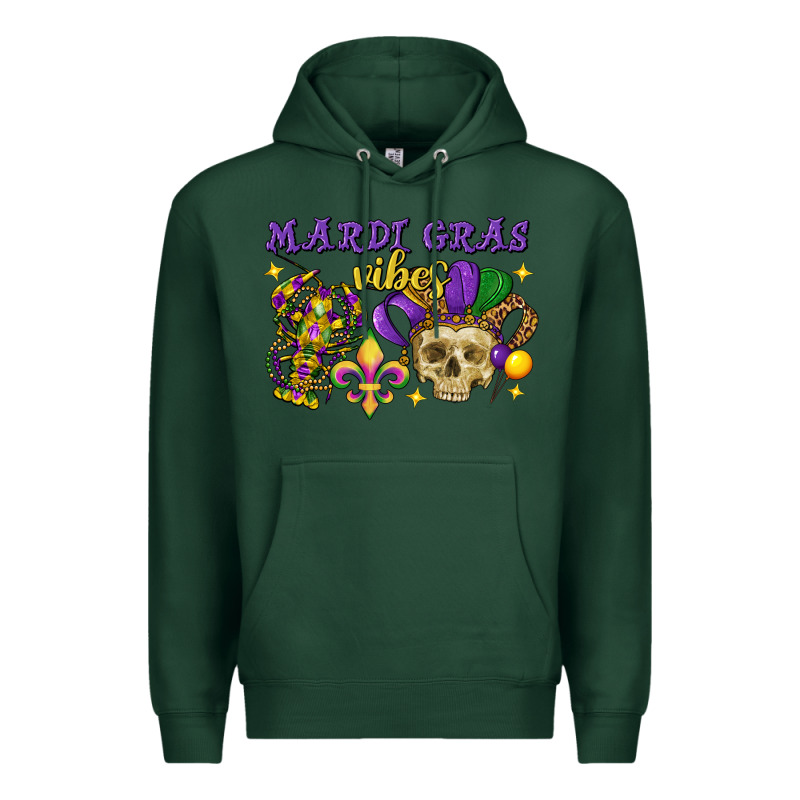 Mardi Gras Vibes Skull Premium Hoodie by FaDigitalArtStudio | Teevron
