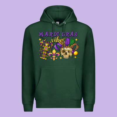 Mardi Gras Vibes Skull Premium Hoodie Designed By Fadigitalartstudio