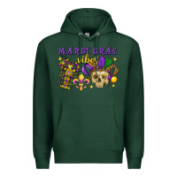 Sports Green Mardi Gras vibes skull Premium Hoodie - FaDigitalArtStudio
