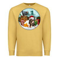 Antique Gold Christmas Pig With Chicken Premium Sweatshirt - FaDigitalArtStudio