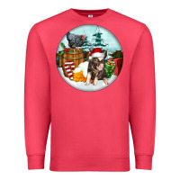 Cardinal Christmas Pig With Chicken Premium Sweatshirt - FaDigitalArtStudio