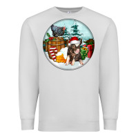 Dove Grey Christmas Pig With Chicken Premium Sweatshirt - FaDigitalArtStudio