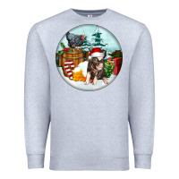 Heather Grey Christmas Pig With Chicken Premium Sweatshirt - FaDigitalArtStudio