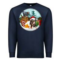 Navy Christmas Pig With Chicken Premium Sweatshirt - FaDigitalArtStudio