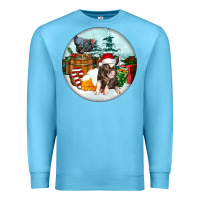 Ocean Blue Christmas Pig With Chicken Premium Sweatshirt - FaDigitalArtStudio