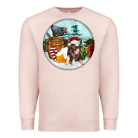 Pale Pink Christmas Pig With Chicken Premium Sweatshirt - FaDigitalArtStudio