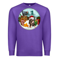 Purple Christmas Pig With Chicken Premium Sweatshirt - FaDigitalArtStudio