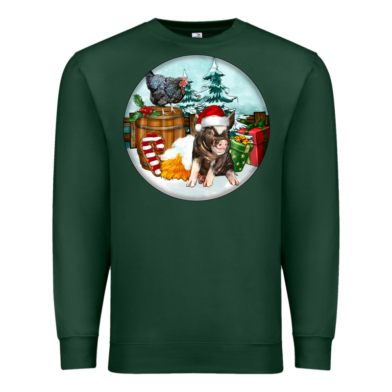 Christmas Pig With Chicken Premium Sweatshirt by FaDigitalArtStudio | Teevron
