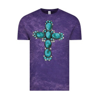 Cloud Purple western Gemstone cross Vintage Tee - Artiststas