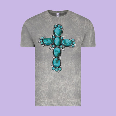 Western Gemstone Cross Vintage Tee Designed By Artiststas