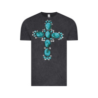 Vintage Black western Gemstone cross Vintage Tee - Artiststas