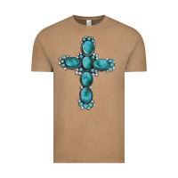 Vintage Coffee western Gemstone cross Vintage Tee - Artiststas
