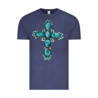 Vintage Denim western Gemstone cross Vintage Tee - Artiststas