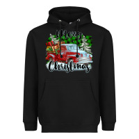 Black Merry Christmas Truck With Gifts Heavyweight Hoodie - FaDigitalArtStudio
