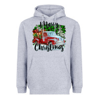 Heather Grey Merry Christmas Truck With Gifts Heavyweight Hoodie - FaDigitalArtStudio