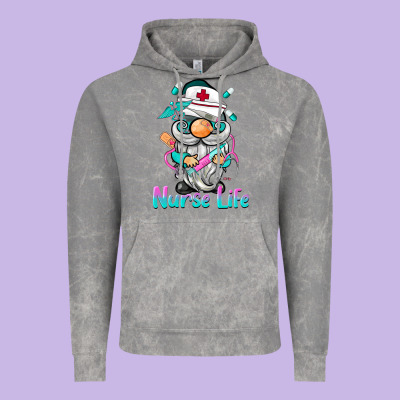Nurse Life  Gnome Vintage Hoodie Designed By Barkaloodesign