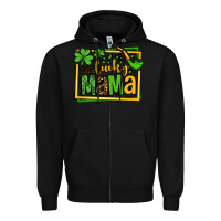Black One lucky mama St. Patrick's Zipper Hoodie - OliviaCreatesArt