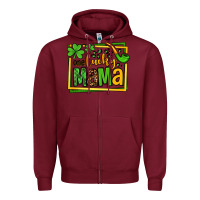 Burgundy One lucky mama St. Patrick's Zipper Hoodie - OliviaCreatesArt