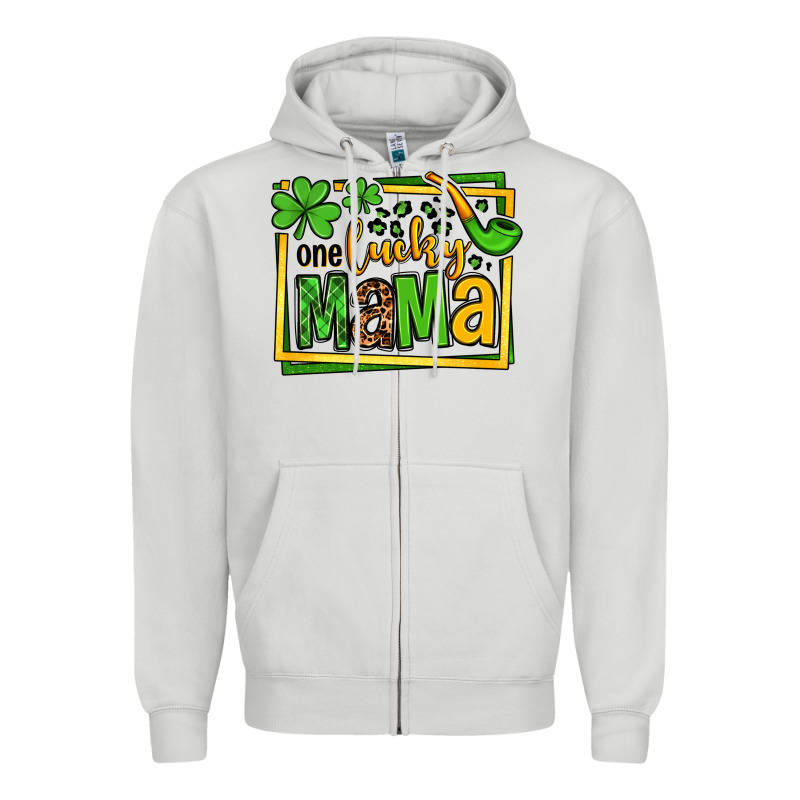 One Lucky Mama St. Patrick's Zipper Hoodie by OliviaCreatesArt | Teevron