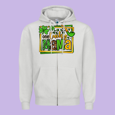 One Lucky Mama St. Patrick's Zipper Hoodie Designed By Oliviacreatesart