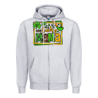 Heather Grey One lucky mama St. Patrick's Zipper Hoodie - OliviaCreatesArt