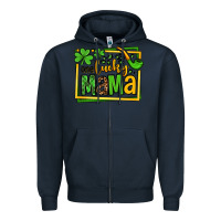 Navy One lucky mama St. Patrick's Zipper Hoodie - OliviaCreatesArt