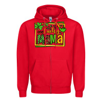 Red One lucky mama St. Patrick's Zipper Hoodie - OliviaCreatesArt