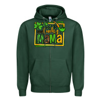 Sports Green One lucky mama St. Patrick's Zipper Hoodie - OliviaCreatesArt