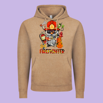 Firefighter Gnome Vintage Hoodie Designed By Barkaloodesign