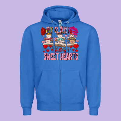 Valentine's Day My Class Is Full Of Sweet Hearts Zipper Hoodie Designed By Fadigitalartstudio