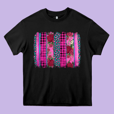 Valentine's Day Floral Leopard Brushstroke Heavy Core Tee Designed By Adodesignshop