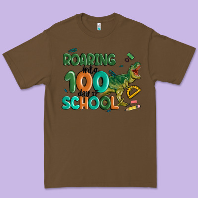 Roaring Into 100 Day Of School Premium Tee Designed By Maliassmallbusiness