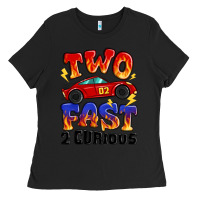 Black two fast two curious boys birthday racing car Ladies Tee - MaliasSmallBusiness