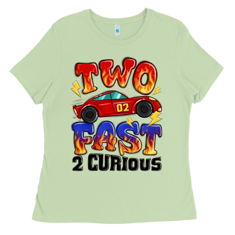 Two Fast Two Curious Boys Birthday Racing Car Ladies Tee by MaliasSmallBusiness | Teevron