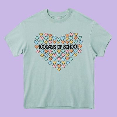 100 Days Of School Heavy Core Tee Designed By Maliassmallbusiness