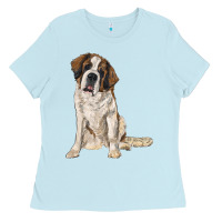 Baby Blue saint bernard Ladies Tee - RanaPortraitStore