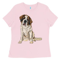 Bubblegum Pink saint bernard Ladies Tee - RanaPortraitStore