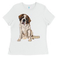 White saint bernard Ladies Tee - RanaPortraitStore