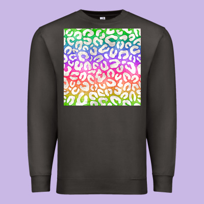 Watercolor Rainbow Leopard Seamless Pattern Premium Sweatshirt Designed By Bundleandbundleshop