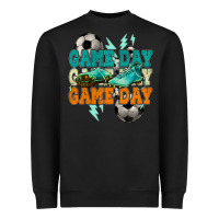 Black Game day lightning bolt soccer Heavyweight Sweatshirt - HowdyJamesFarm