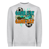 Heather Grey Game day lightning bolt soccer Heavyweight Sweatshirt - HowdyJamesFarm