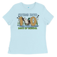 Baby Blue flying into 100 days of school Ladies Tee - MaliasSmallBusiness
