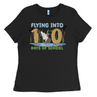 Black flying into 100 days of school Ladies Tee - MaliasSmallBusiness