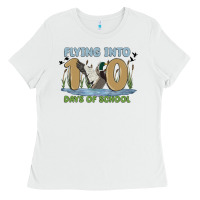 White flying into 100 days of school Ladies Tee - MaliasSmallBusiness