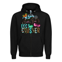 Black Easter Day Monster truck Easter egg crusher Zipper Hoodie - OliviaCreatesArt