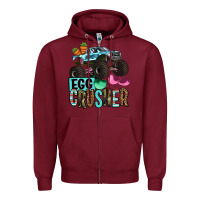 Burgundy Easter Day Monster truck Easter egg crusher Zipper Hoodie - OliviaCreatesArt