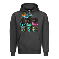 Charcoal Heather Easter Day Monster truck Easter egg crusher Zipper Hoodie - OliviaCreatesArt