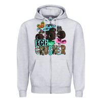 Heather Grey Easter Day Monster truck Easter egg crusher Zipper Hoodie - OliviaCreatesArt