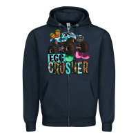 Navy Easter Day Monster truck Easter egg crusher Zipper Hoodie - OliviaCreatesArt