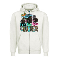 Oatmeal Heather Easter Day Monster truck Easter egg crusher Zipper Hoodie - OliviaCreatesArt